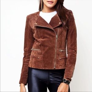Mango Leather Suede Jacket Biker Style Size XS